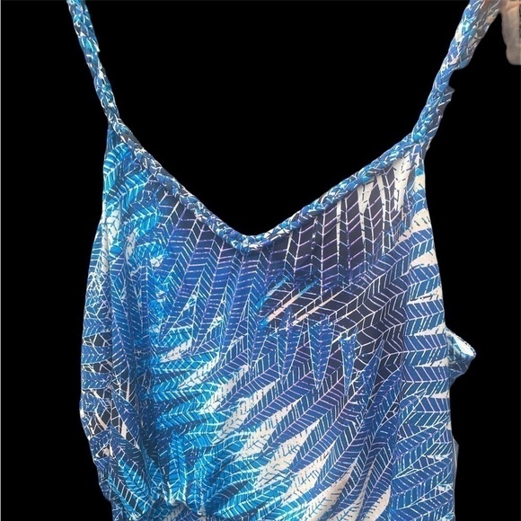 LONDON Times-NWT 14 maxi dress tall.  Pretty  blues/palm leaf pattern! New w/tag - Picture 13 of 16